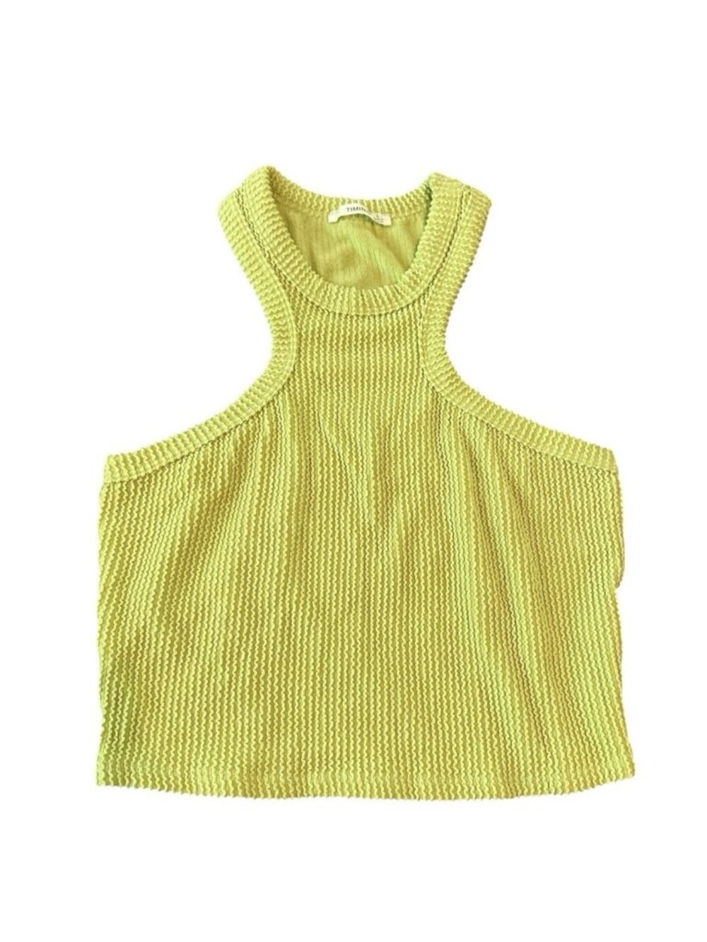 Y2K Streetwear Crop Top Tank Lime Green L Indie Sleaze Summer High Neck Ribbed